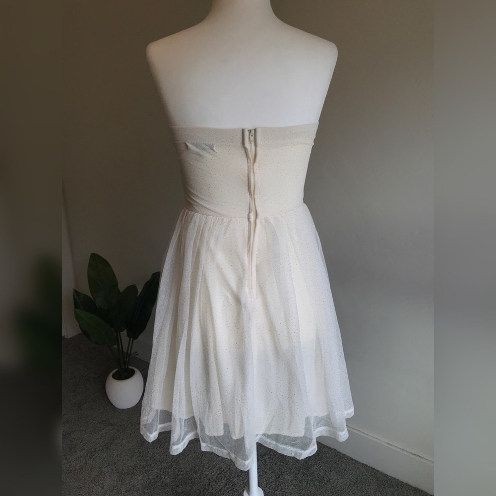 Strapless White/Cream Tulle and Gold Glitter Dress - Picture 3 of 5